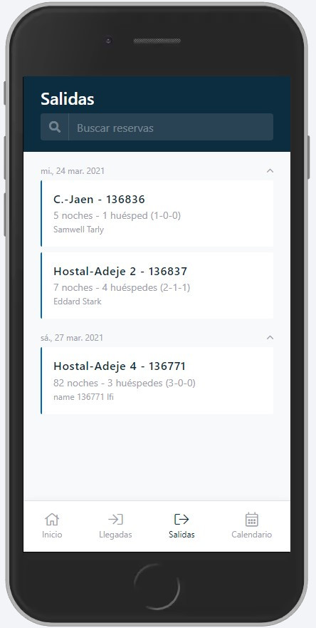 Mobile device showing an example of the checkin inside the app.