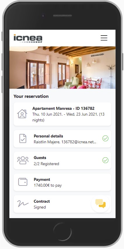Icnea App in the Guest Section